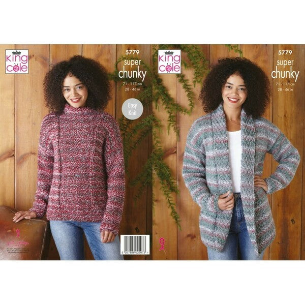Knitting Pattern - Ladies Jacket & Sweater - King Cole Christmas Super Chunky - 5779