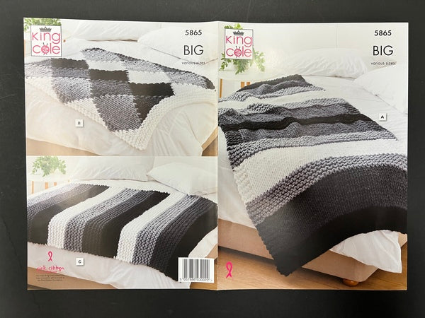 Knitting Pattern Home Accessories Bed Runner & Blanket King Cole BIG Value BIG - 5865