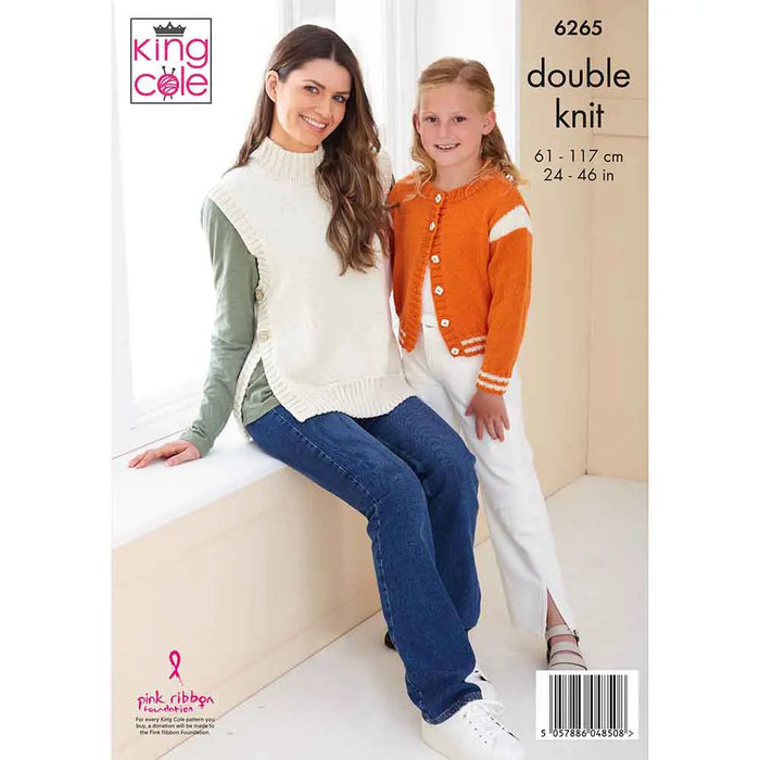 Knitting Pattern Sweater s & Cardigan Family Knitted in King Cole Orchard DK 6265