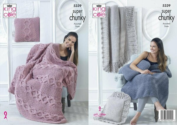 Knitting Pattern Home Accessories Blankets & Cushions King Cole Big Value Super Chunky - 5339