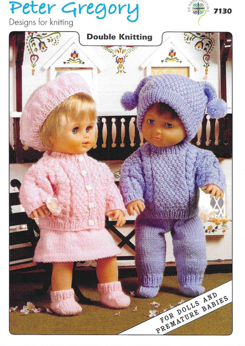 Knitting Pattern Dolls Oufits (also suitable for prem babies) in Double Knitting UKHKA Peter Gregory 7130