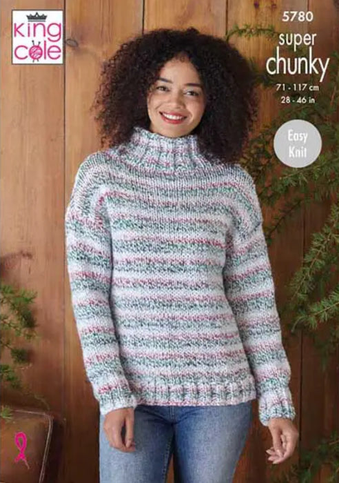 Knitting Patterns Ladies Cardigan & Sweater - King Cole Christmas Super Chunky - 5780