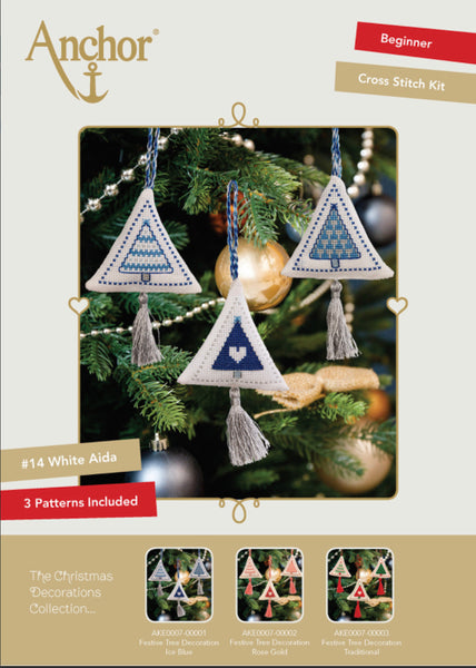 Anchor Christmas Cross Stitch Kit - Festive Tree Decoration Ice Blue - AKE0007-00001