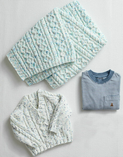 Knitting Pattern Baby V-Neck & Round Neck Sweaters and Blanket 5183