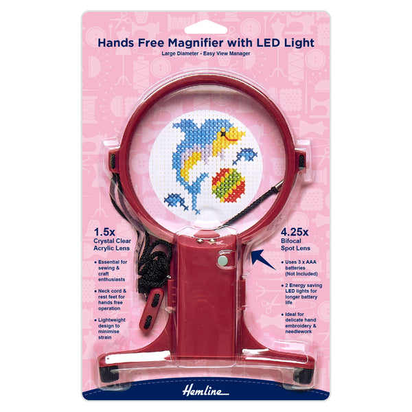 Hemline Hands Free Magnifier With LED Light - H989