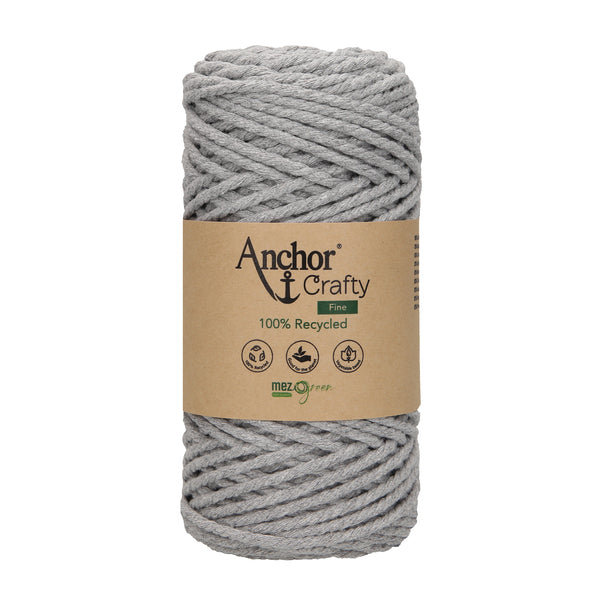 Anchor Crafty Fine 100% Recycled Macrame Cord 3mm - Ash 00112