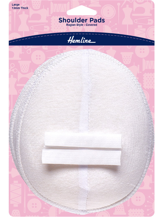 Hemline Raglan Style Shoulder Pads Large White - H917.L