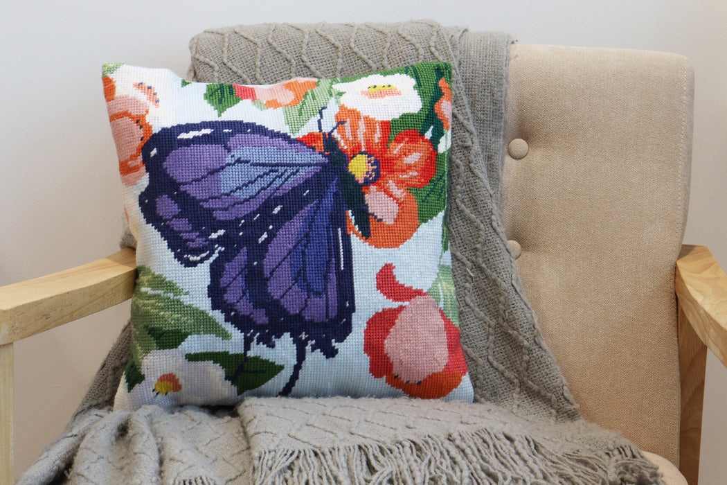 Trimits Half Stitch Tapestry Cushion Kit Butterfly - GCS141