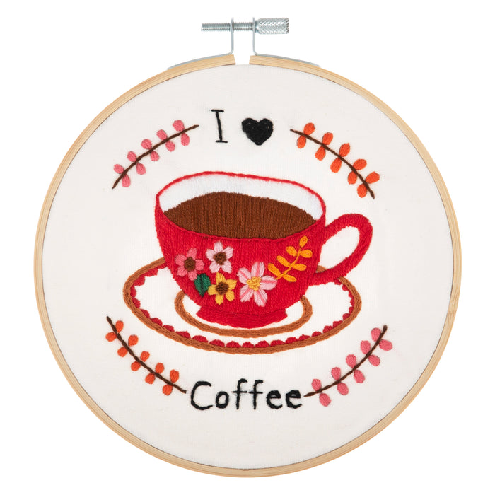 Trimits Embroidery Kit With Hoop I Love Coffee - TCK058