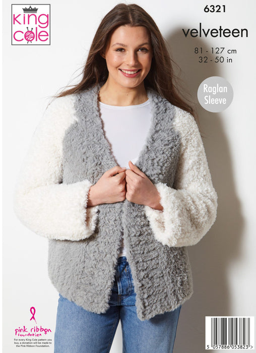 Knitting Pattern Sweater & Jacket Knitted in King Cole Velveteen 6321