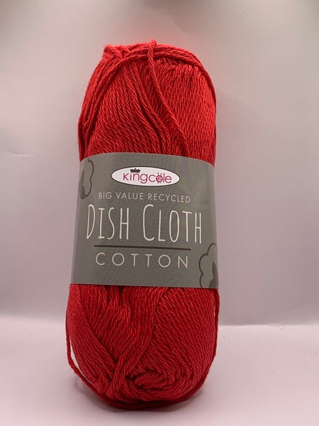 King Cole Big Value Recycled Dish Cloth Cotton Yarn 100g - Cranberry 5617