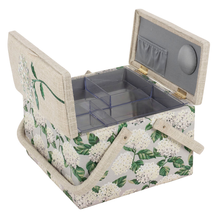 Hobby Gift Sewing Box (L) Twin Lid Square Hydrangea - MRTLE/659