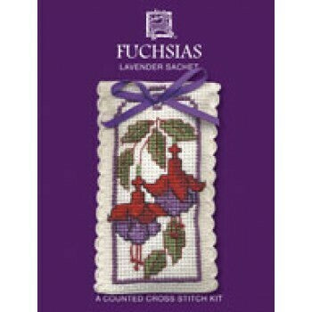 Textile Heritage Lavender Sachet Counted Cross Stitch kit - Fuchsias FUSA