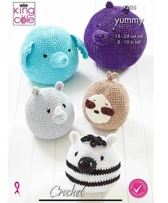 Crochet Pattern Yummy Wildlife Squishies in King Cole Yummy Chunky 9205