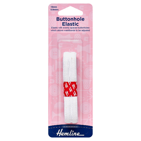 Hemline Buttonhole Elastic 15mm x 0.9m - H636