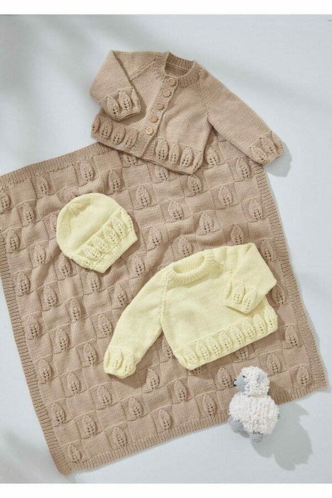 Knitting Pattern Baby Cardigan, Sweater, Hat & Blanket in King Cole Little Lamb DK 6545