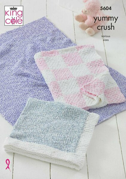 Knitting Pattern Blankets King Cole Yummy Crush 5604