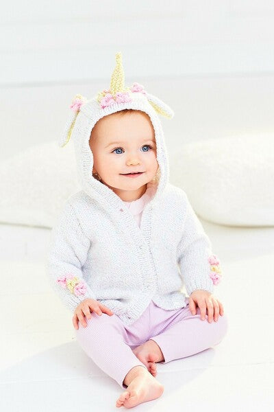 Knitting Pattern Baby Unicorn Jacket Stylecraft Baby sparkle - 9996