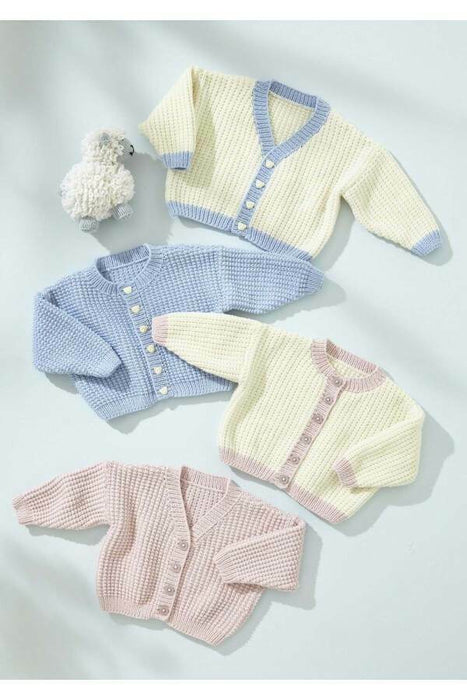 Knitting Pattern Baby Cadigans in King Cole Little Lamb DK 6542