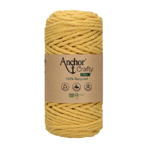 Anchor Crafty Fine 100% Recycled Macrame Cord 3mm - Mustard 00108