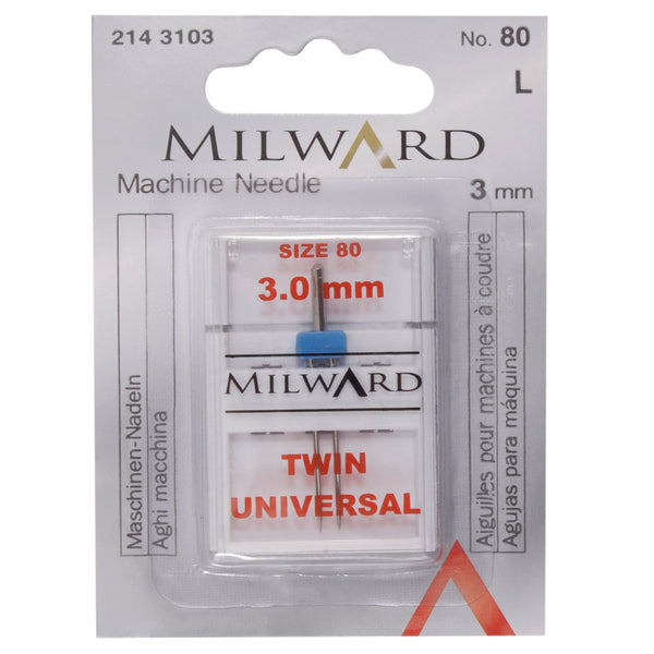 Milward Twin Universal Sewing Machine Needle - Medium 3mm Size 80 - 2143103