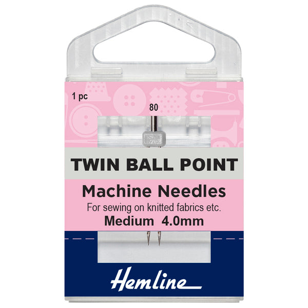 Hemline Machine Needles - Twin Ballpoint Medium - 4.00mm 80/12 - H111.40