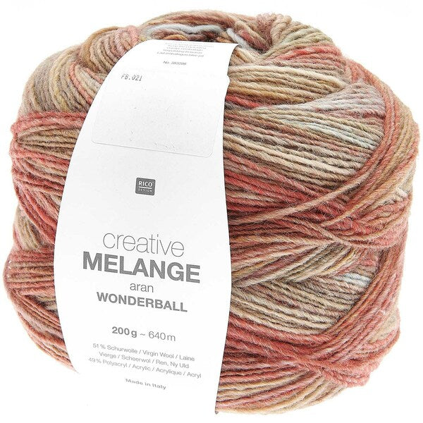 Rico Creative Melange Aran Wonderball 200g - Olive-Rust 021