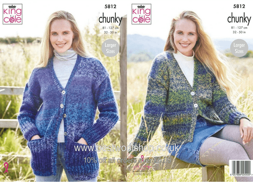 Knitting Pattern Ladies Chunky Cardigans King Cole Autumn Chunky - 5812