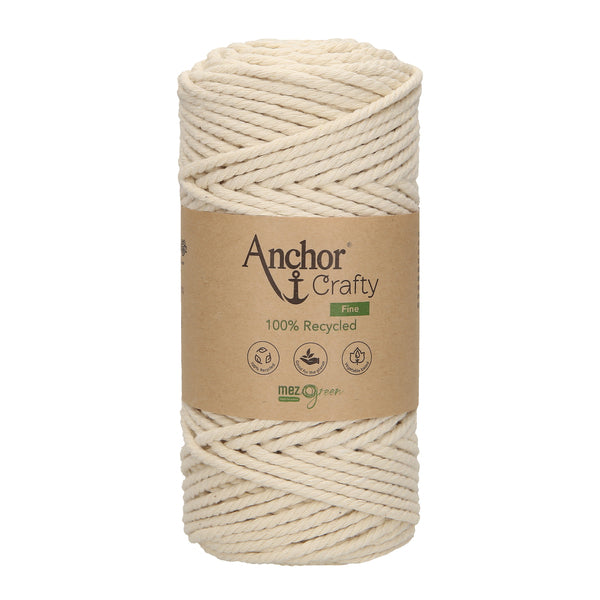 Anchor Crafty Fine 100% Recycled Macrame Cord 3mm - Natural 00105