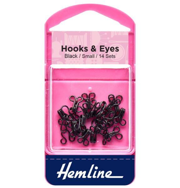 Hooks & Eyes Small Black 14 Sets - H401.1