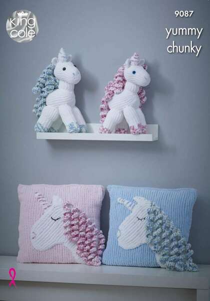 Knitting Pattern Unicorn Toy & Cushion King Cole Yummy Chunky - 9087