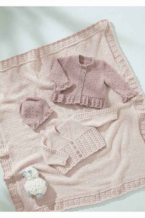 Knitting Pattern Baby Cardigans, Blanket and Hat in King Cole Little Lamb DK 6544
