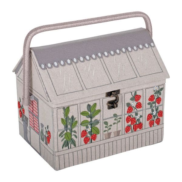 Hobby Gift Sewing Box Embroidered Strawberry Green House - HGNOV/642