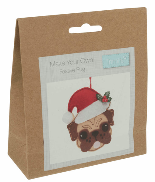 Trimits Felt Decoration Kit Festive Pug GCK137
