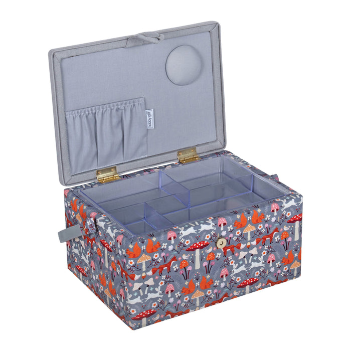 Hobby Gift Sewing Box (L) Twin Lid Square Hydrangea - MRTLE/659