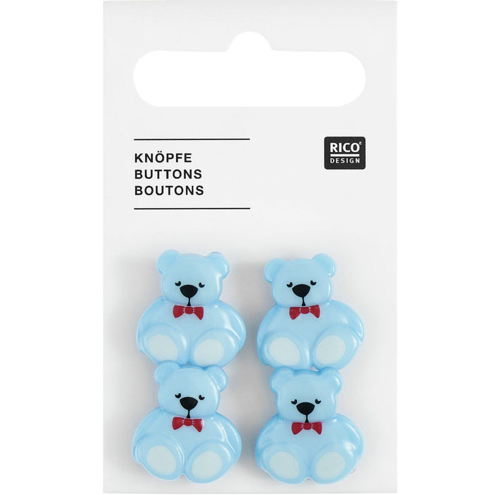 Rico Design Buttons Blue Teddy Bear 389083