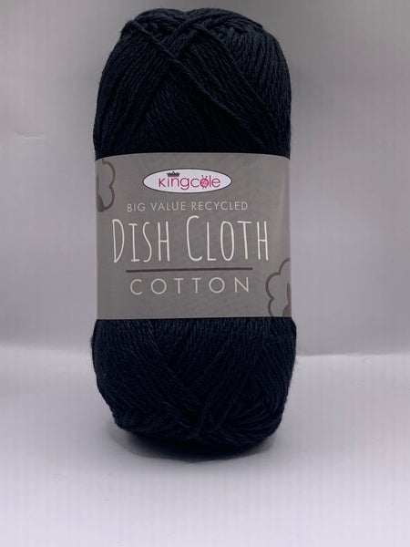 King Cole Big Value Recycled Dish Cloth Cotton Yarn 100g - Black 5064