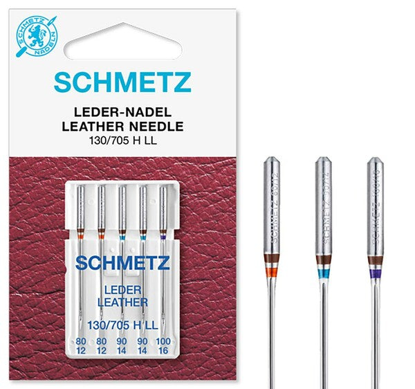 Schmetz Sewing Machine Needles Leather 80/12 - 100/16 - 130/705 H LL