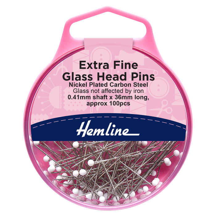 Extra Fine Glass Heads Pins - 100 pcs - H674