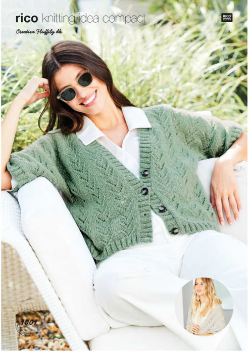 Knitting Pattern Ladies Cardigan & Shawl Rico Creative Fluffily DK 1001