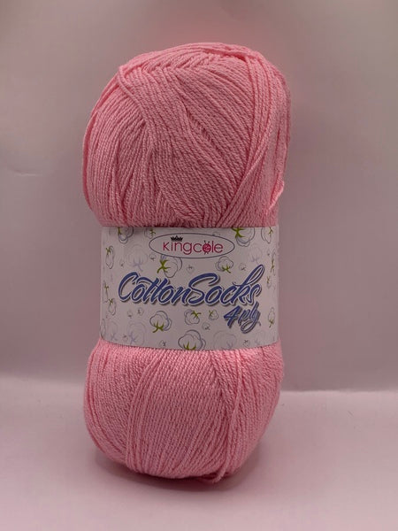 King Cole Cotton Socks 4 Ply Yarn 100g - Rose 4762