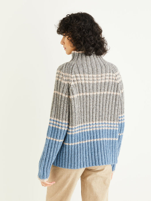 Knitting Pattern British heritage Collection Striped Sweater & Scarft Sirdar Haworth Tweed DK - 10295