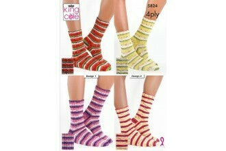 Knitting Pattern Socks King Cole Footsie 4 Ply - 5824