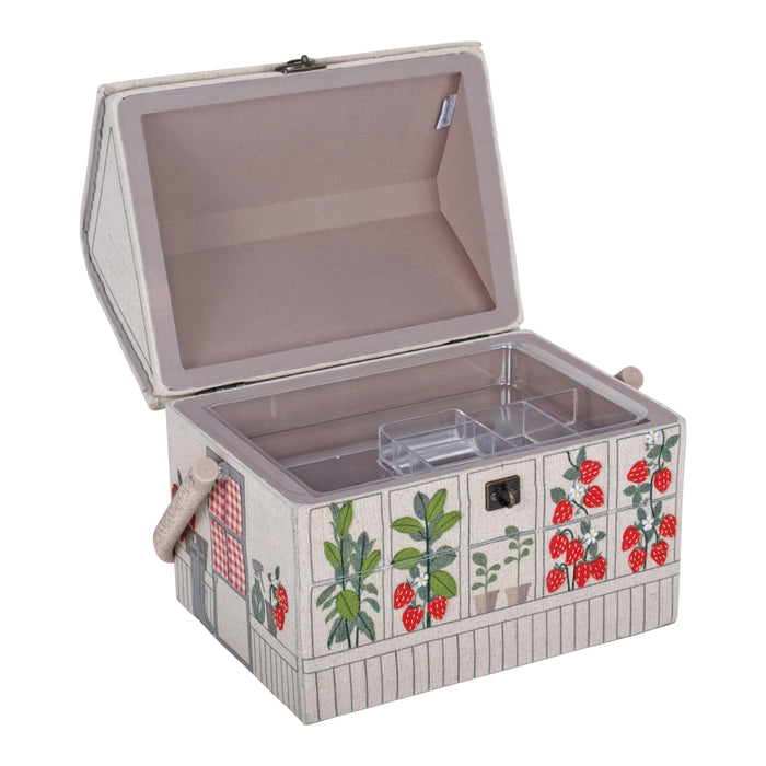 Hobby Gift Sewing Box Embroidered Strawberry Green House - HGNOV/642