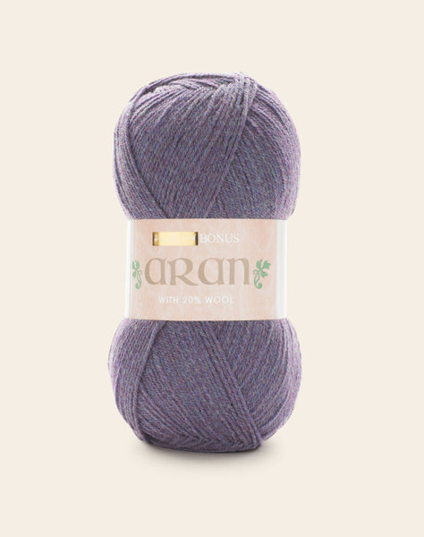 Hayfield Bonus With Wool Aran Yarn 400g - Purple Heather 0871 Mhd