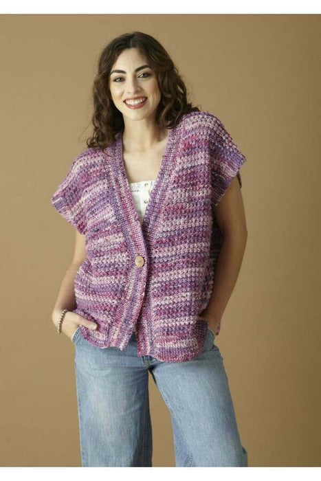 Knitting Pattern Ladies Cardigan and Waistcoat in King Cole Homespun Prism Aran 6469