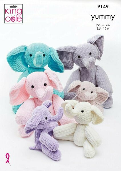 Knitting Pattern Elephant Toy King Cole Yummy Chunky - 9149