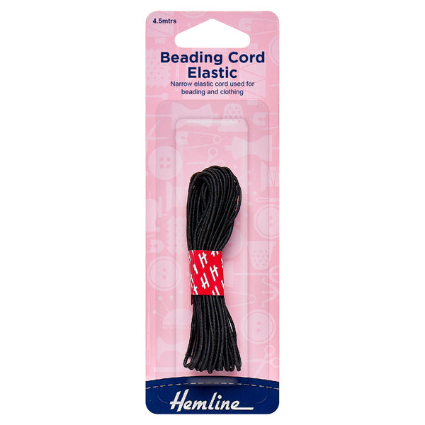 Hemline Beading Cord Elastic Black 1.3mm x 4.5m - H605.BK