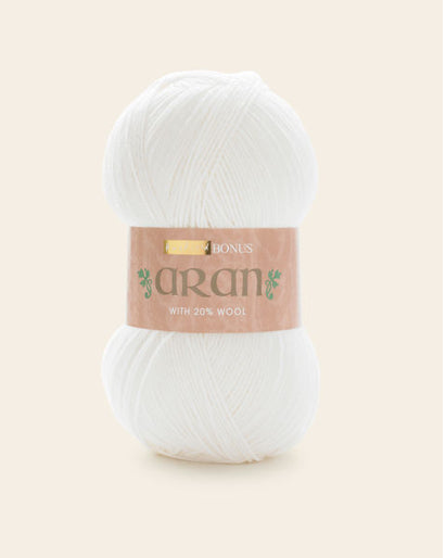 Hayfield Bonus With Wool Aran Yarn 400g - White 0807 Mhd