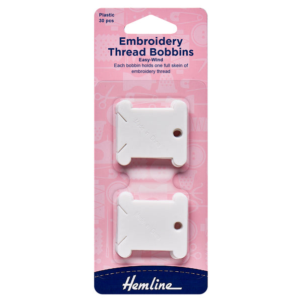 Hemline Embroidery Thread Bobbins Plastic Pack of 30 - H3006.PL